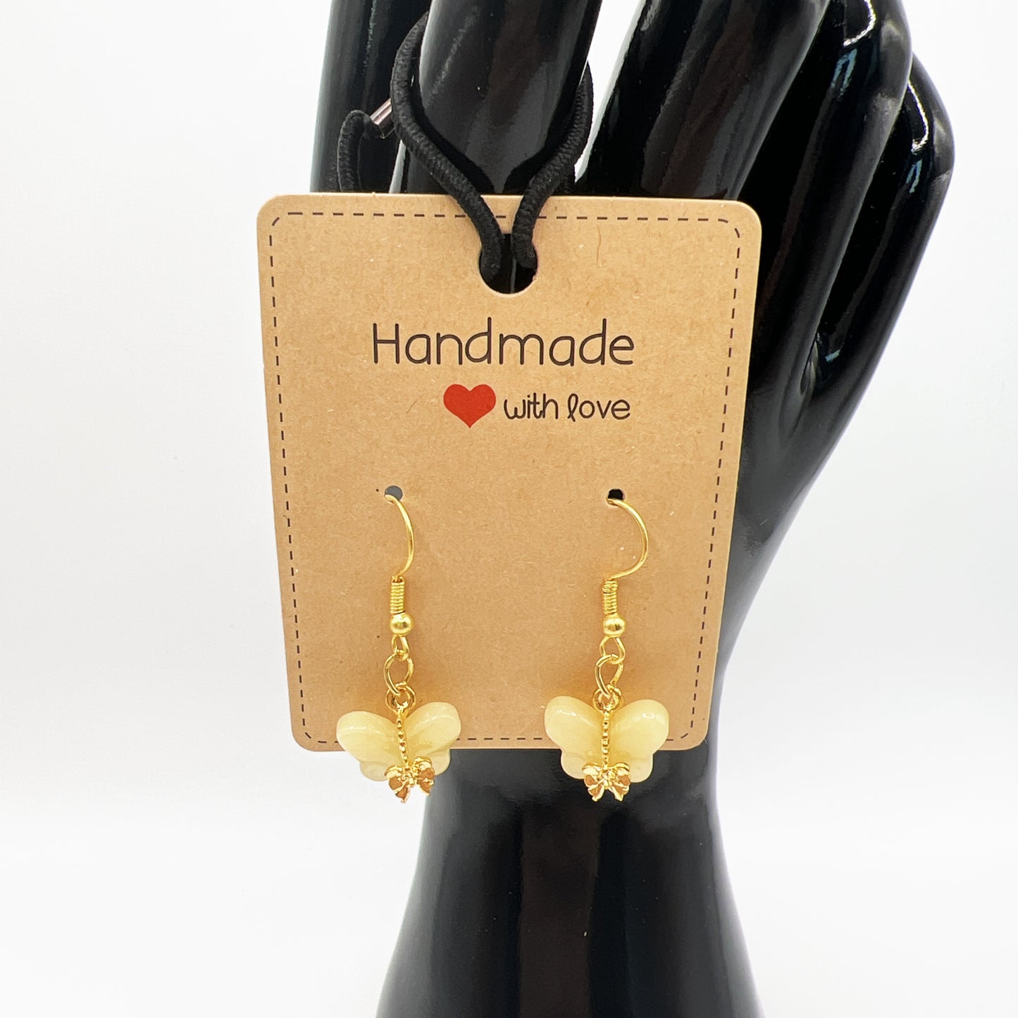 Butterfly Glass Earrings – Gold Delicate Nature-Inspired Jewelry