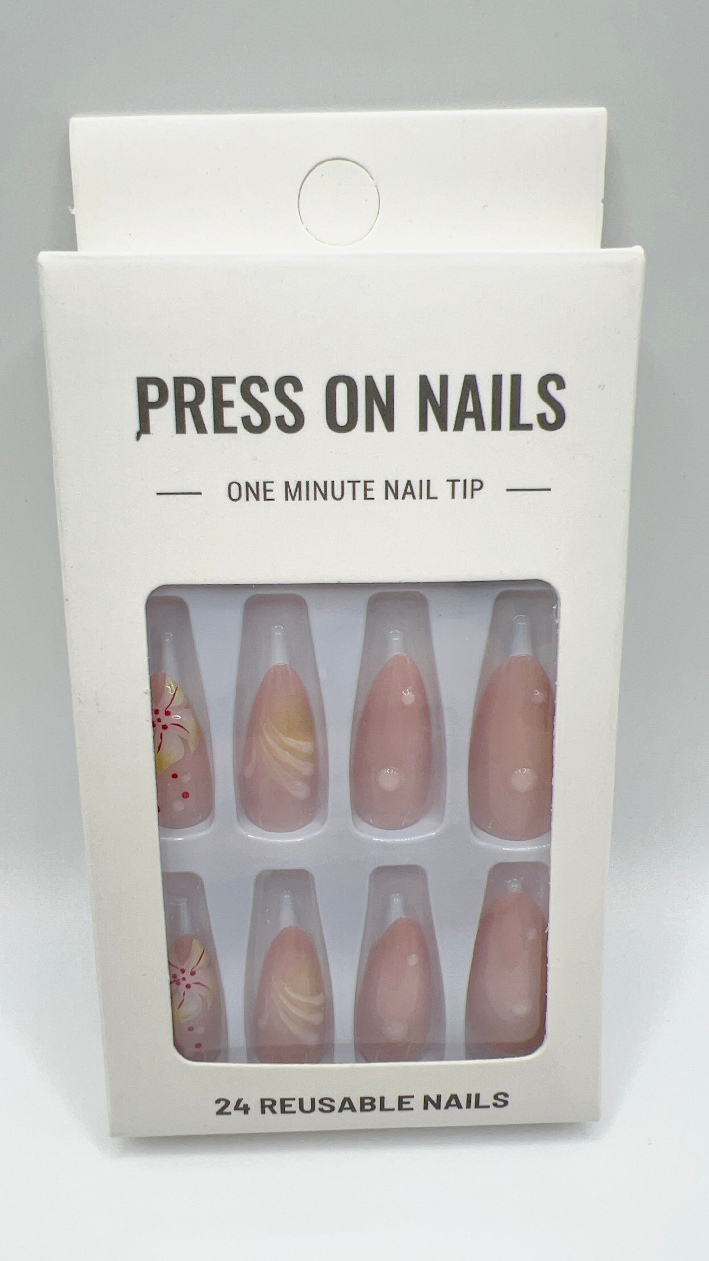 24Pcs Almond Press-On Nails – 10 Designs, Fits All Nail Sizes