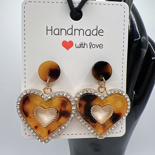 Acetate Heart-Shaped Leopard Print Earrings | Chic & Captivating | Trendy Animal Style