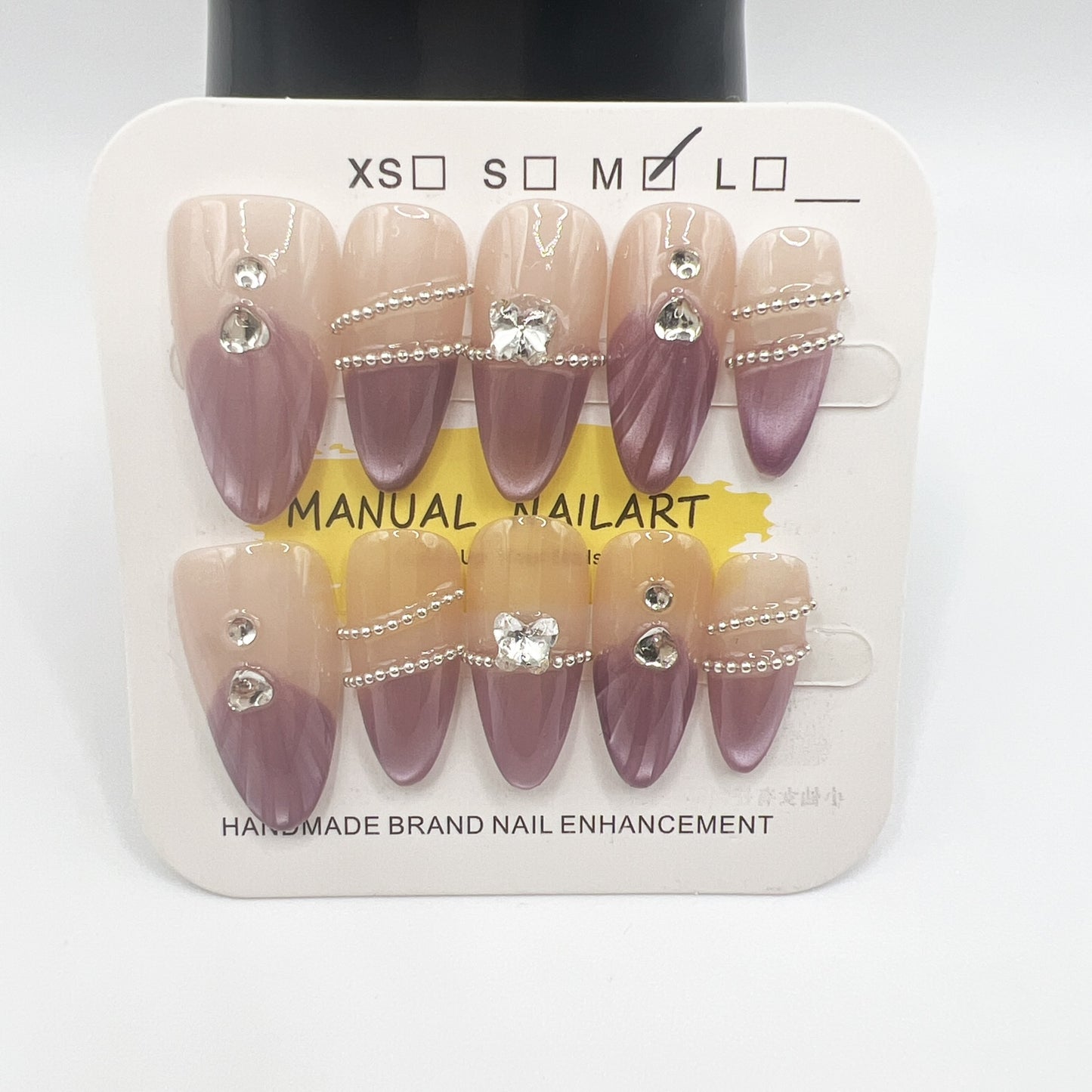 Oval Medium Length Rhinestone Press-On Nails | 10 Sparkling Designs | M Size