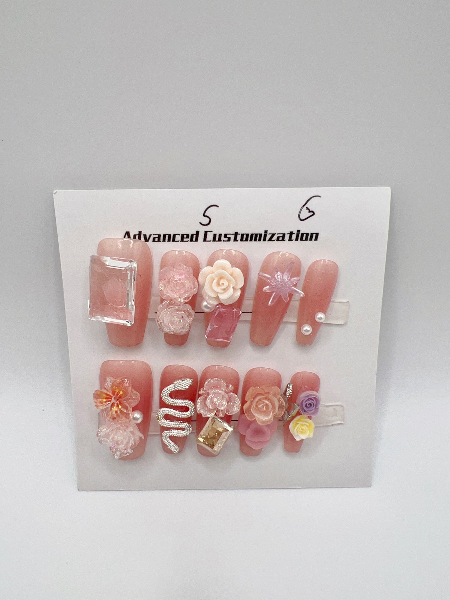 5 Sets Medium Coffin Press-On Nails Simple Style