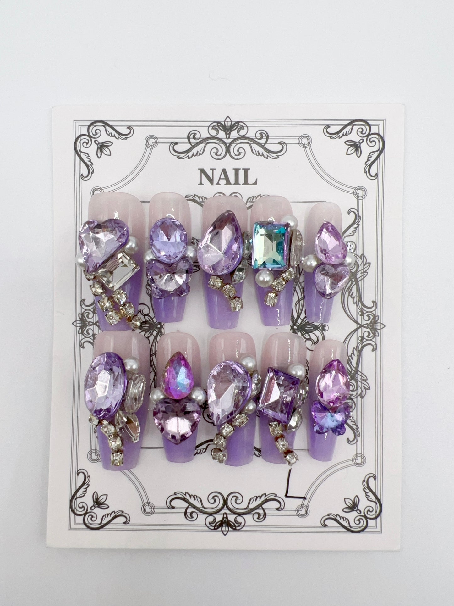 Luxury Rhinestone Press-On Nails | Coffin Shape | Glam Charm Design