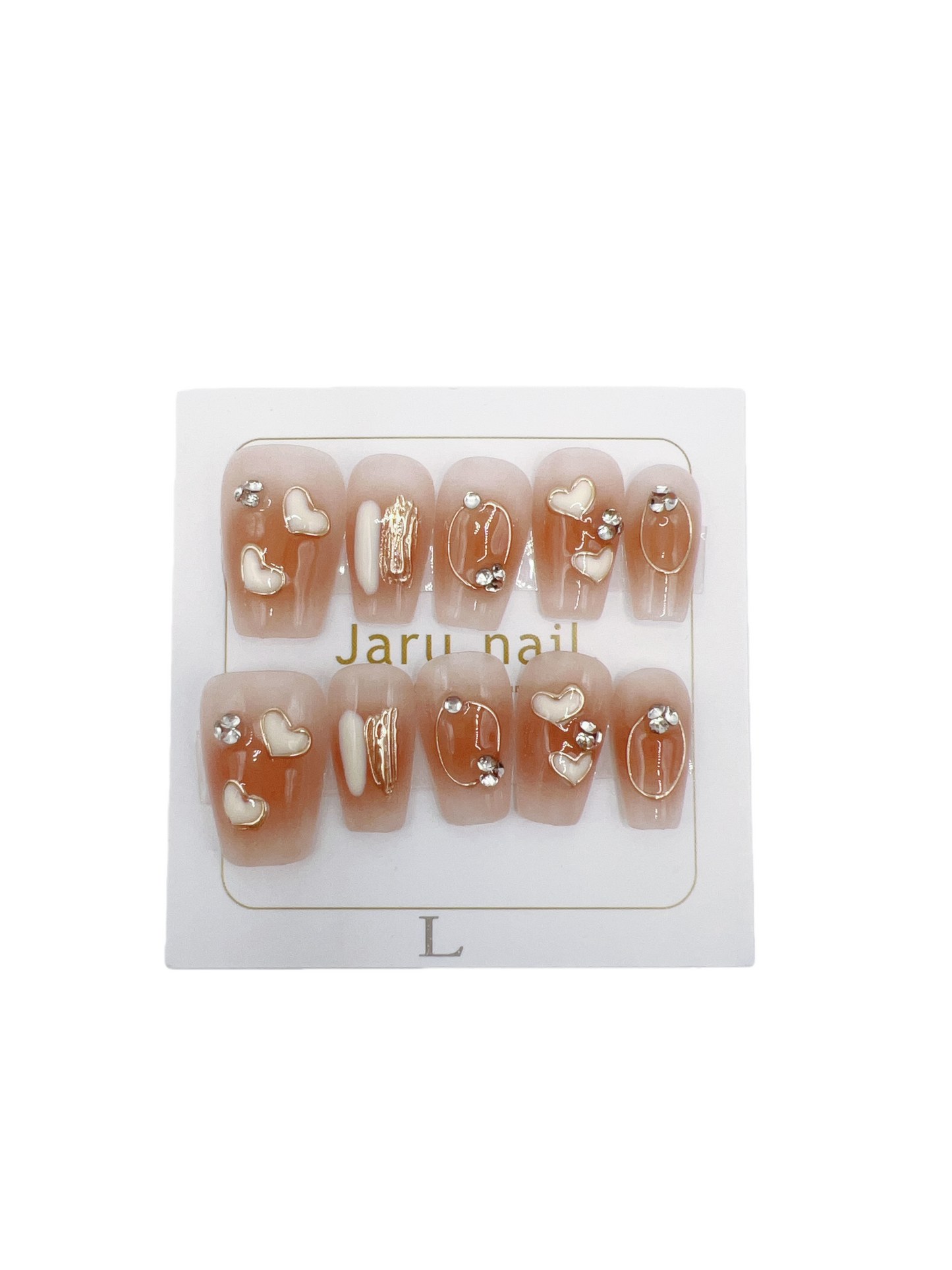 Short Coffin Press-On Nails with Rhinestones Charms – Large Size