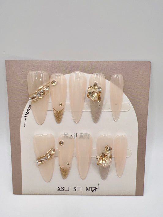 Long Stiletto Press On Nails with Charms – Medium Size