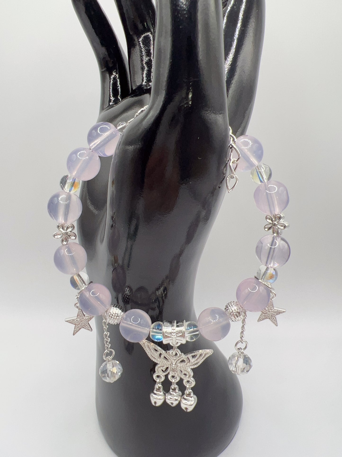 Adjustable Glass or Acrylic Bead Bracelet with Cute Charms & Spacers – Handmade Jewelry