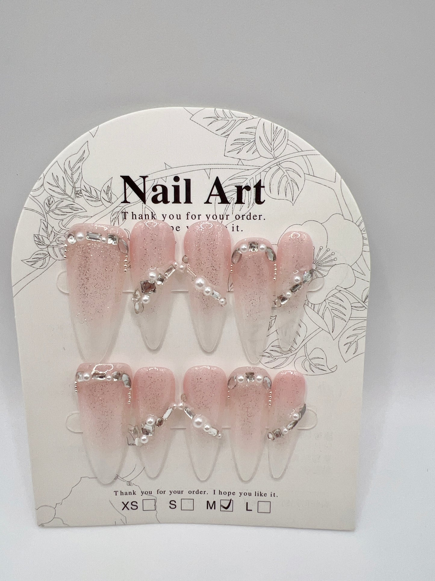 Long Stiletto Press On Nails with Charms – Medium Size