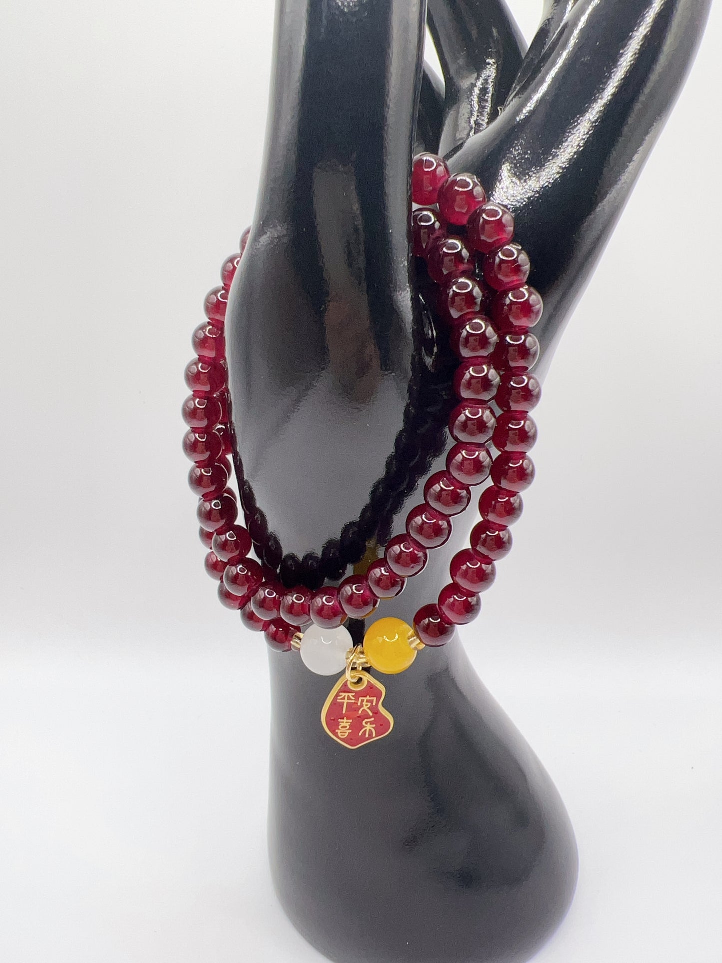 Beaded Double-Layered Stretch Bracelet with Charm – Handmade Stackable Jewelry, 6 Colors