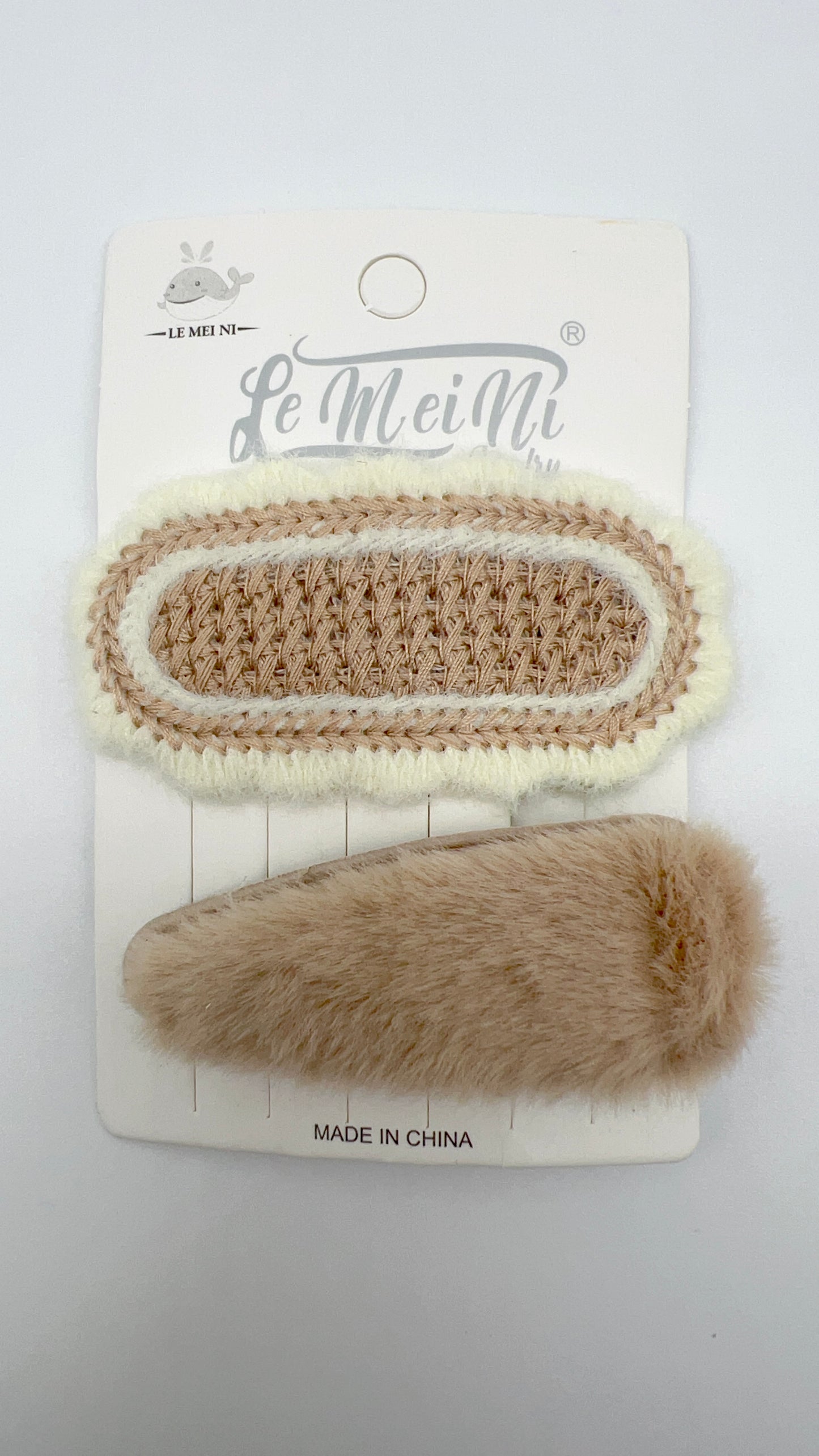 Knitted and Plush Hair Clip Set Cute for Winter and Fall 2 Color Options