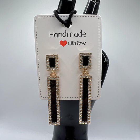 Rectangular Inlay Rhinestone Earrings | Elegant & Minimalist Design | Statement Jewelry