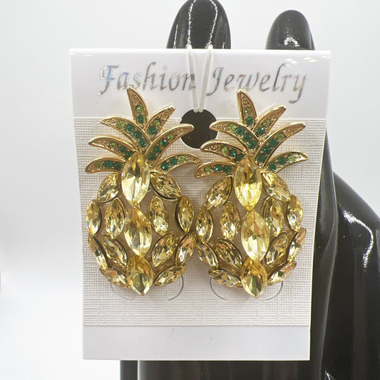 Rhinestone Pineapple Earrings | Playful & Cute | Fun Summer Accessories