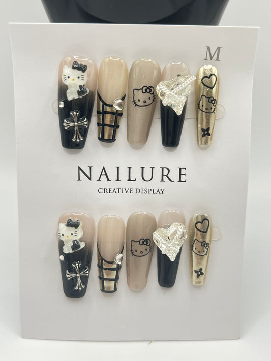 Kitty Press on nails - M size