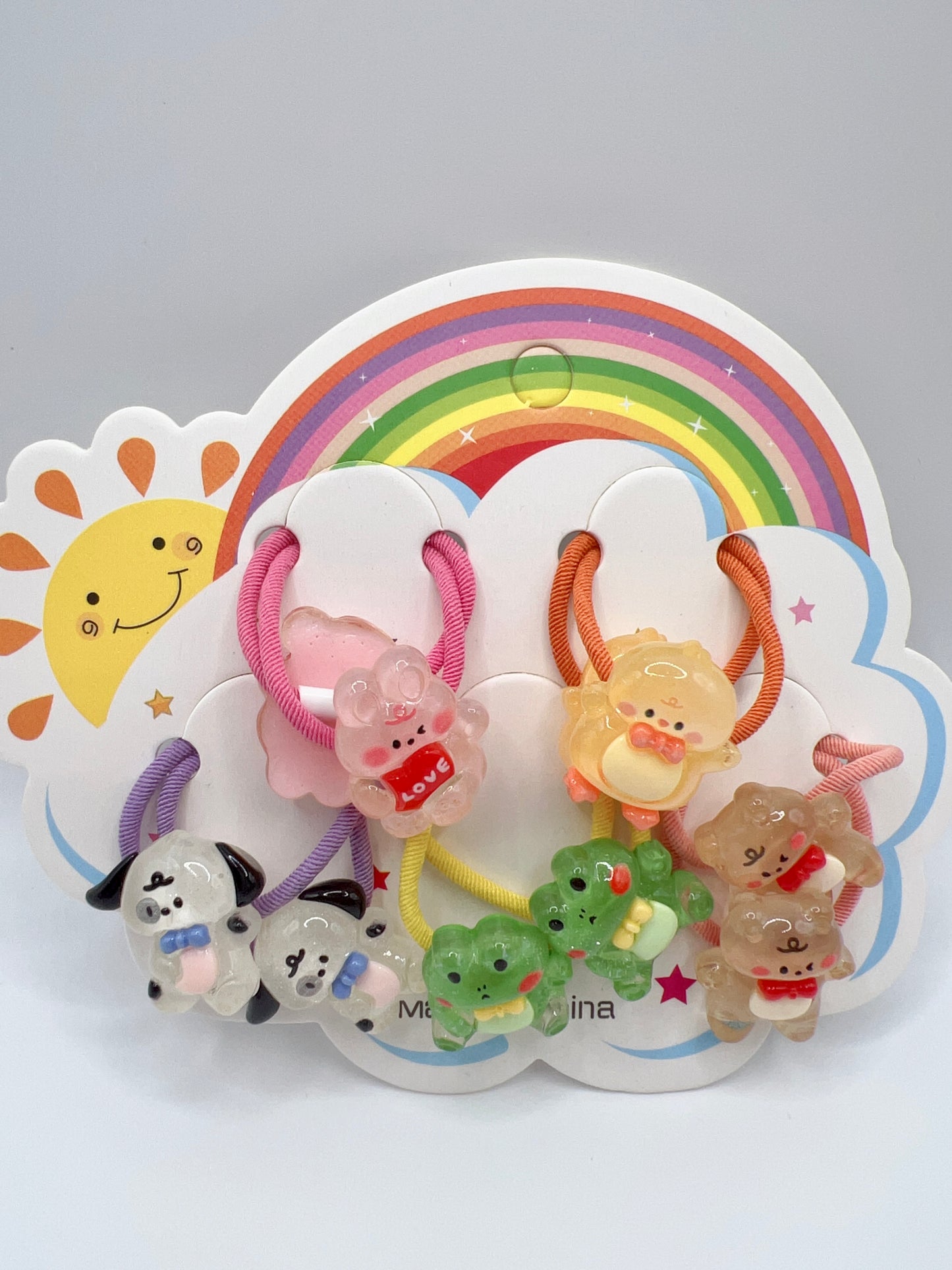 Mix Cartoon Hair Tie Set – 10pcs (5 Pairs), Cute for Girls & Gift