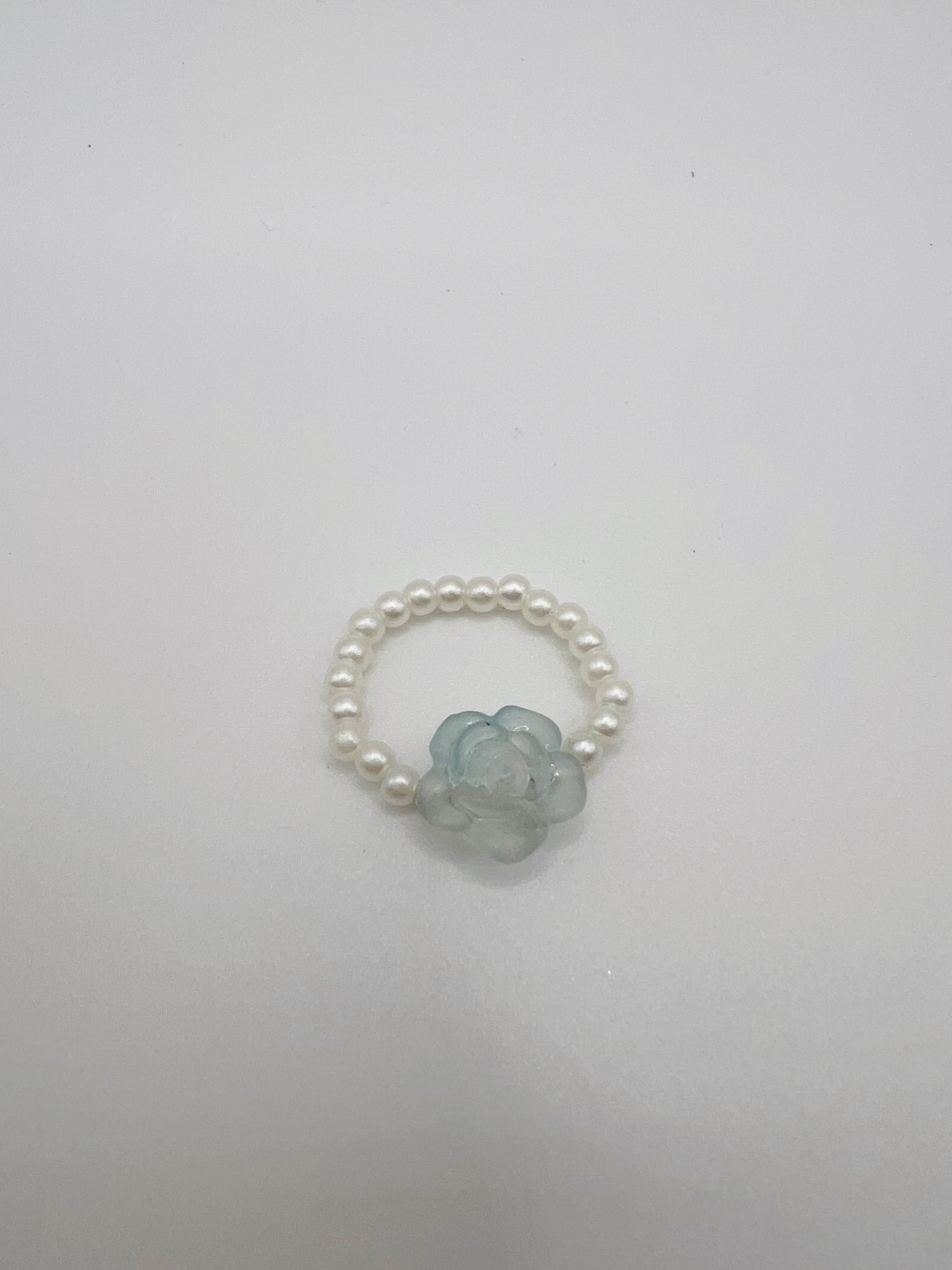 Handmade Elegant Glass Resin Flower Stretch Band Ring