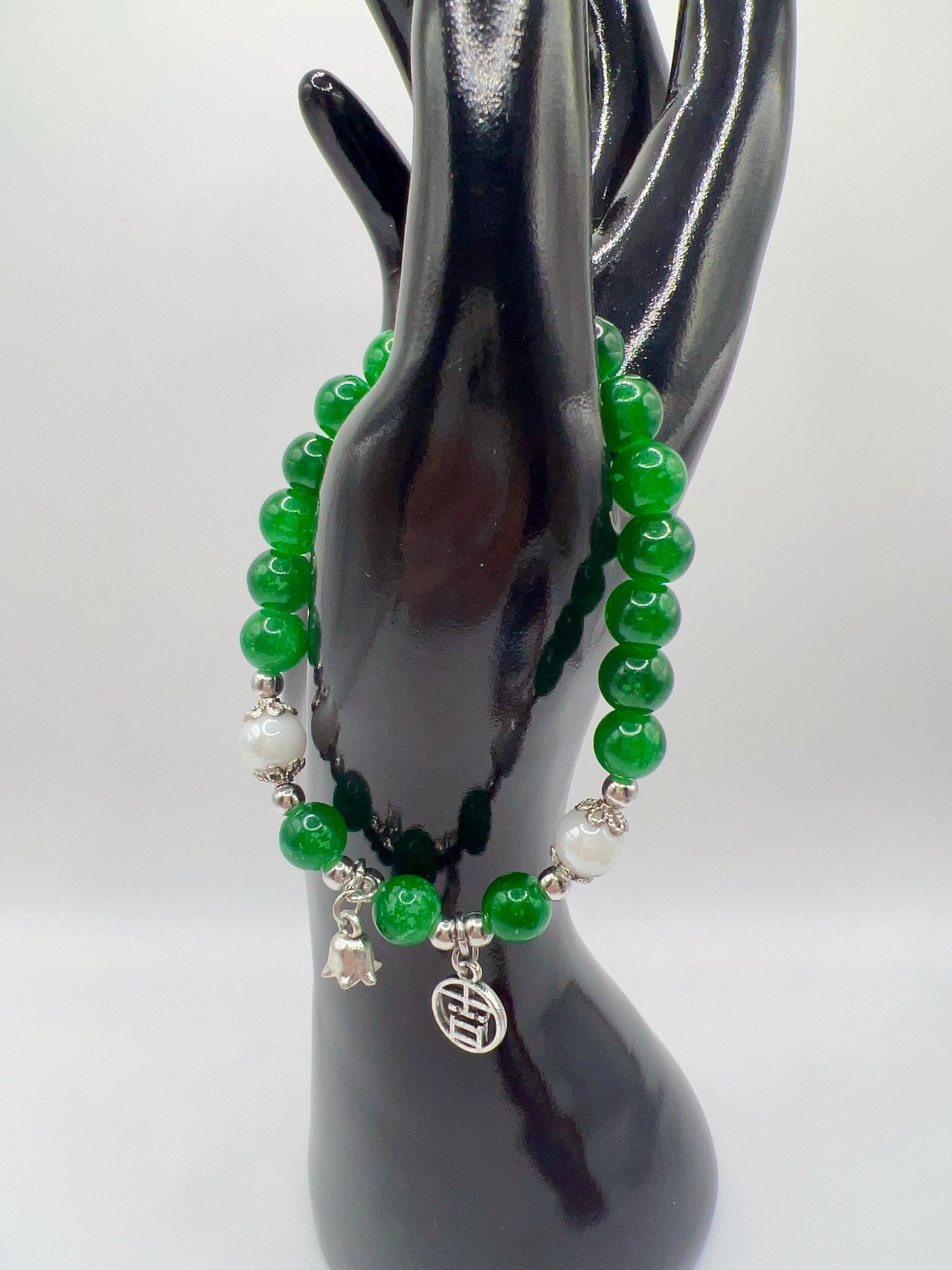 Stretchy Glass or Acrylic Bead Bracelet with Cute Charms & Spacers – Handmade Jewelry