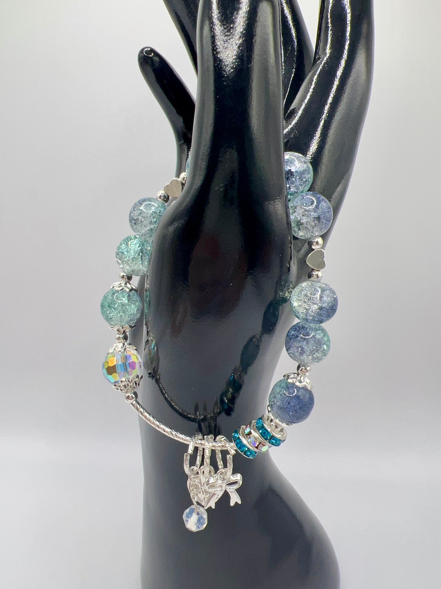 Stretchy Glass or Acrylic Bead Bracelet with Cute Charms & Spacers – Handmade Jewelry