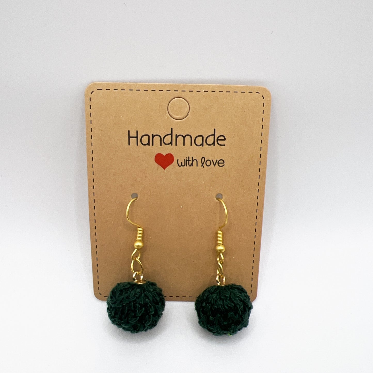 Knit Fabric Round Ball Drop Earrings | Lightweight & Stylish | Red & Green Options