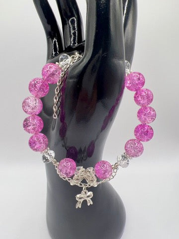 Adjustable Glass or Acrylic Bead Bracelet with Cute Charms & Spacers – Handmade Jewelry