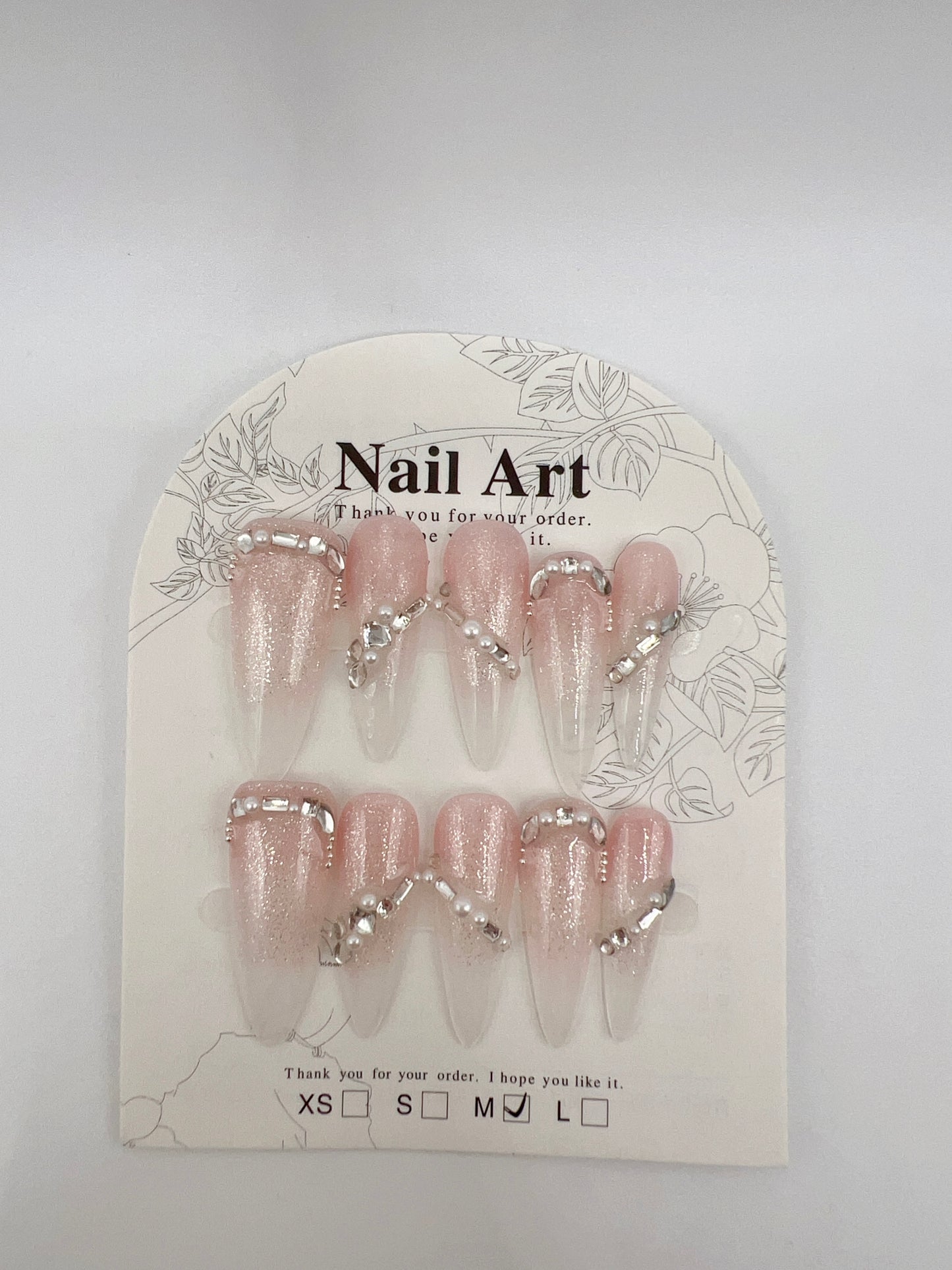 Long Stiletto Press On Nails with Charms – Medium Size