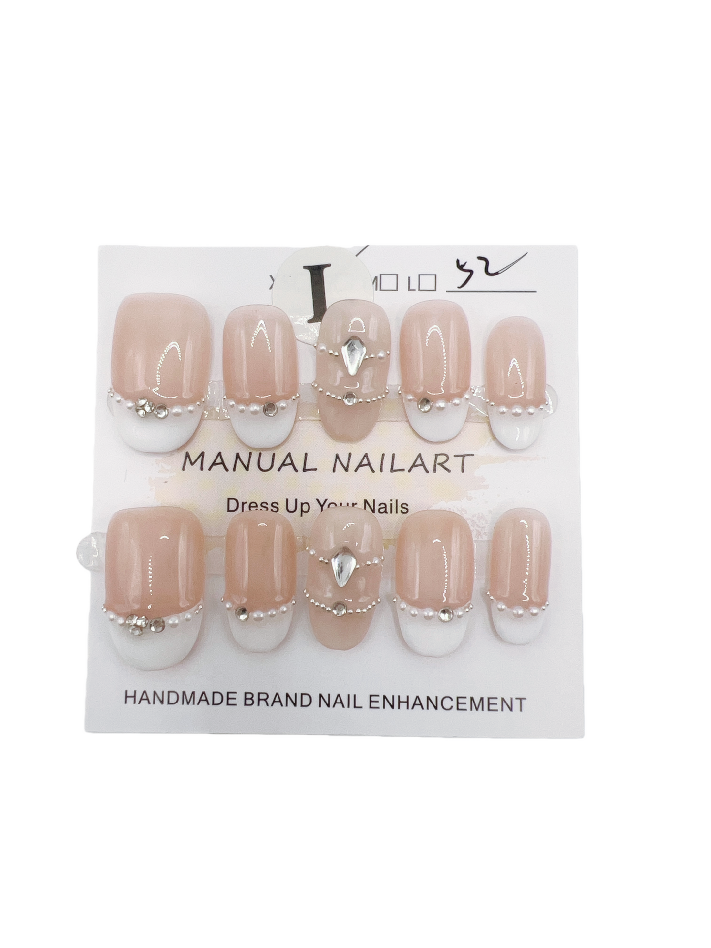 Short Oval French Tip Press-On Nails – Large Size, Classic & Reusable