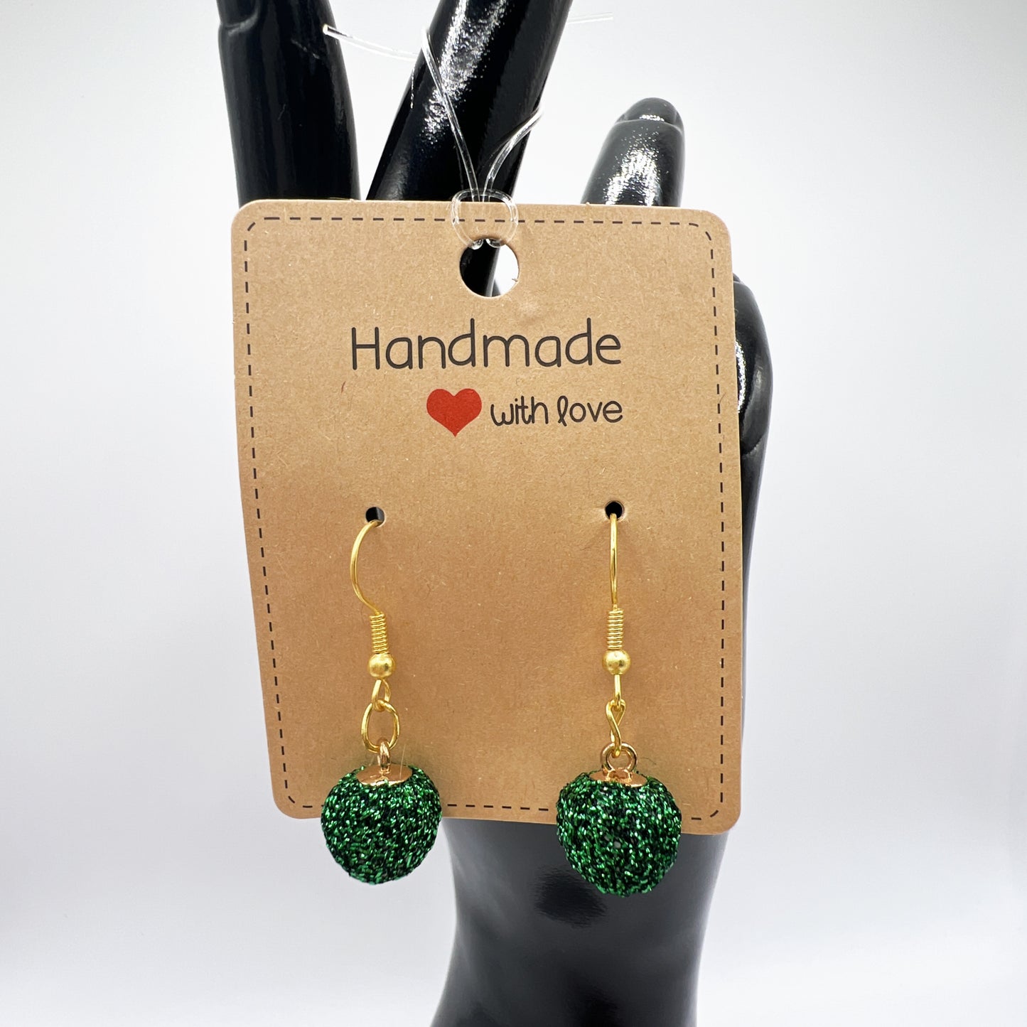 Shimmery Green Mini Ball Drop Earrings | Lightweight & Stylish | Playful Chic