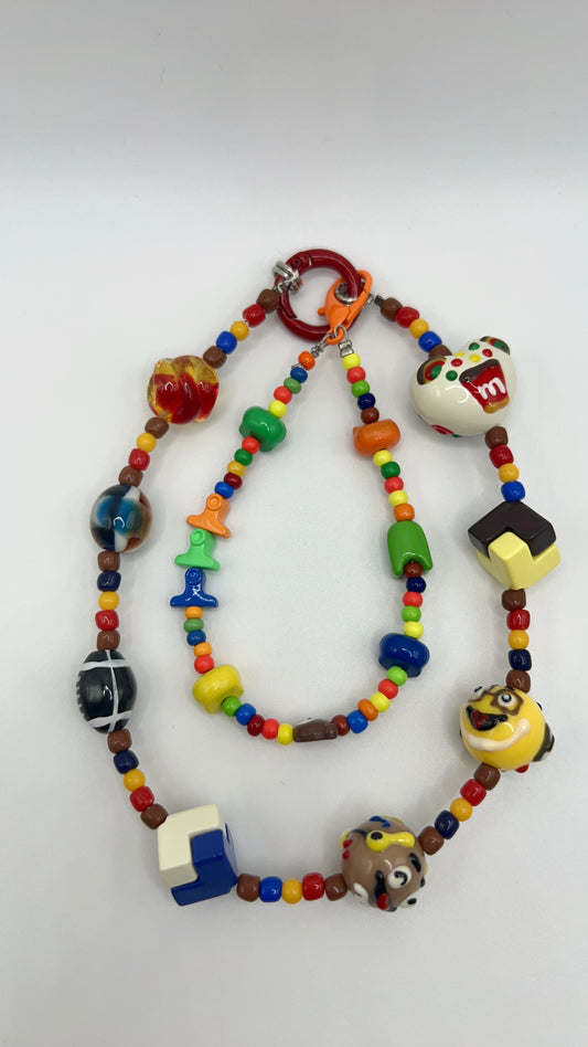 Handmade Painted Beaded Keychain: Colorful Bag/Phone Chain