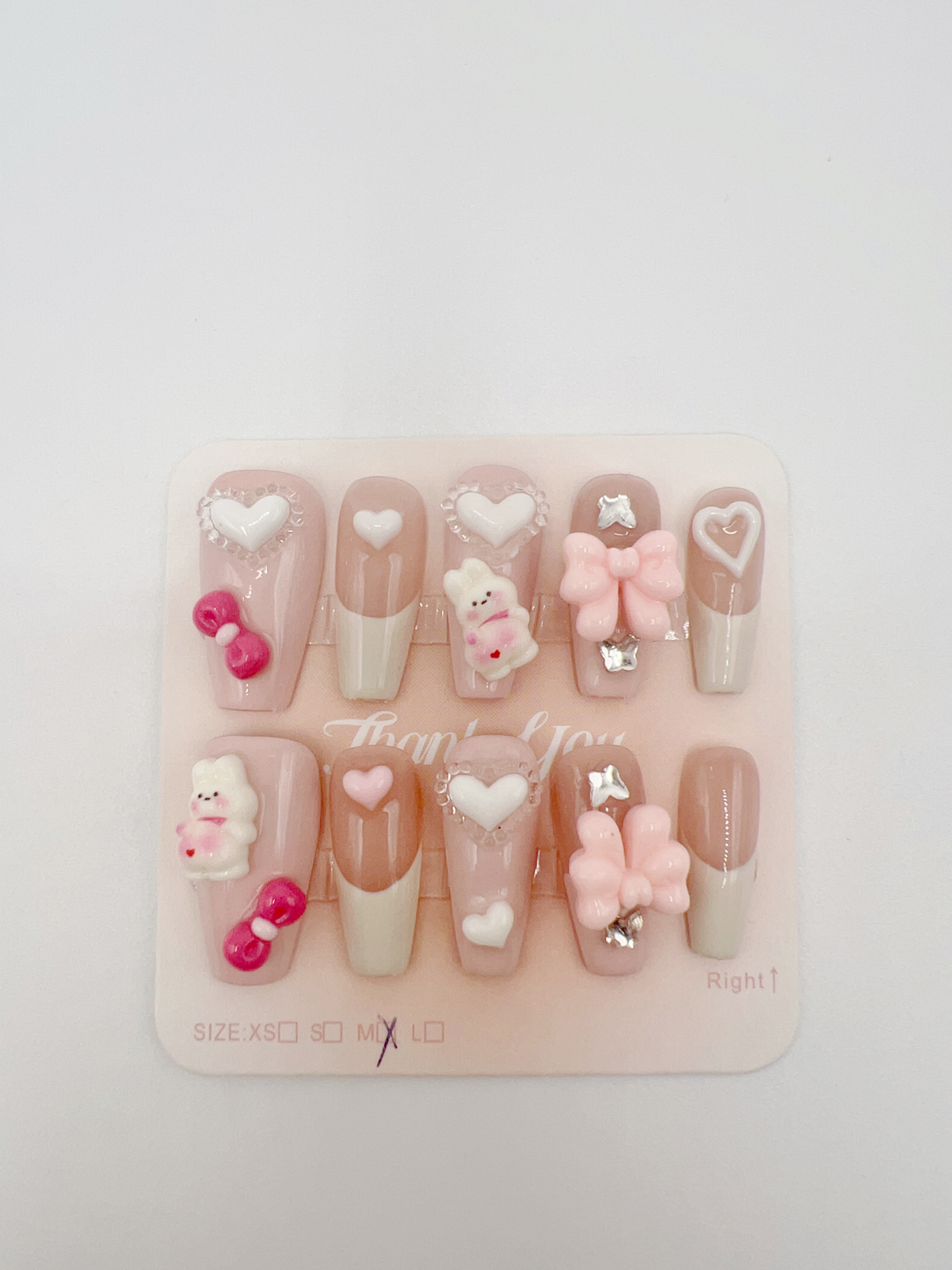 Medium Coffin Press On Nails with Cartoon Charms – Medium Size