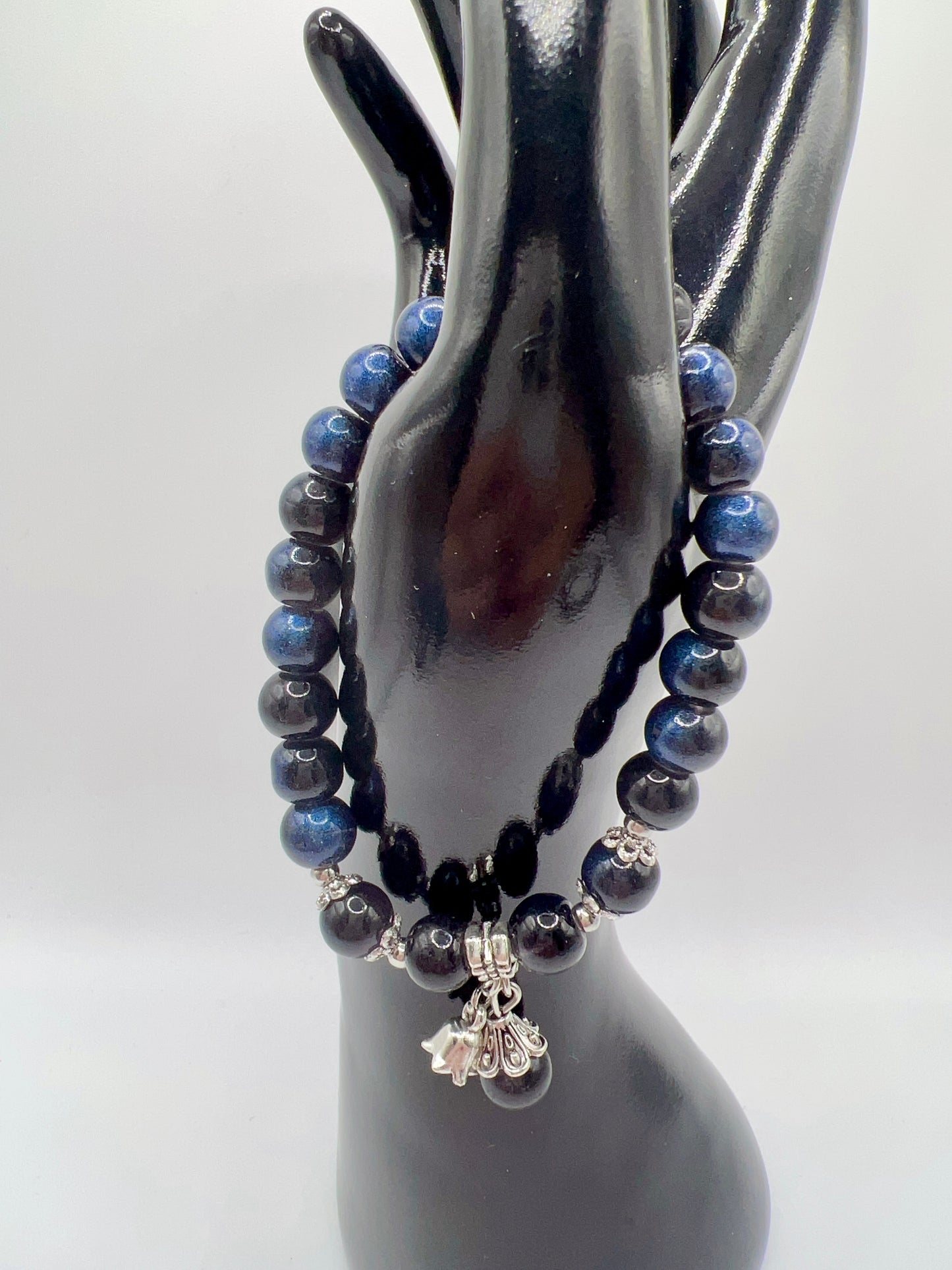 Stretchy Glass or Acrylic Bead Bracelet with Cute Charms & Spacers – Handmade Jewelry