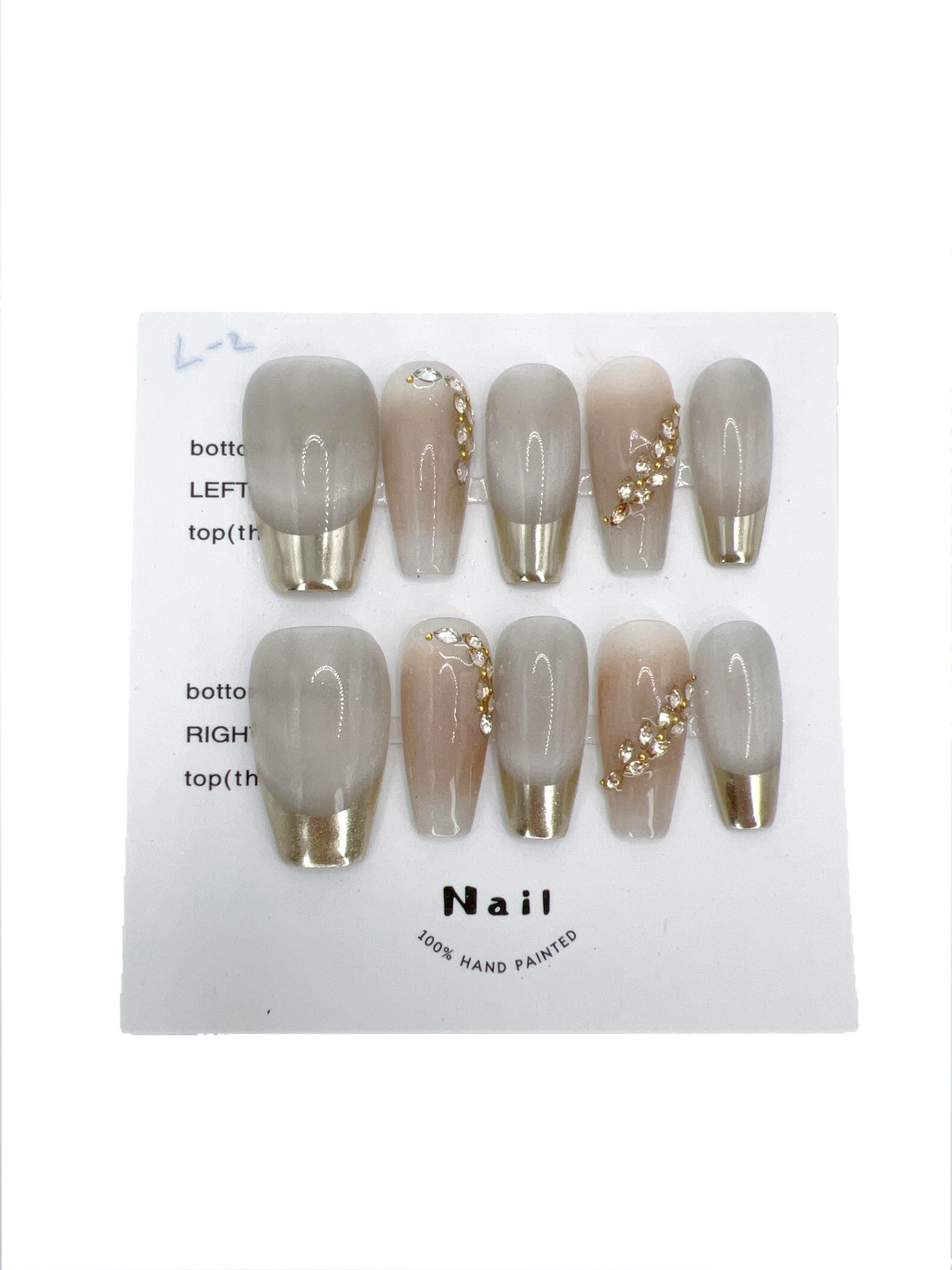 Medium Coffin Press On Nails with Rhinestone Gems – Large Size