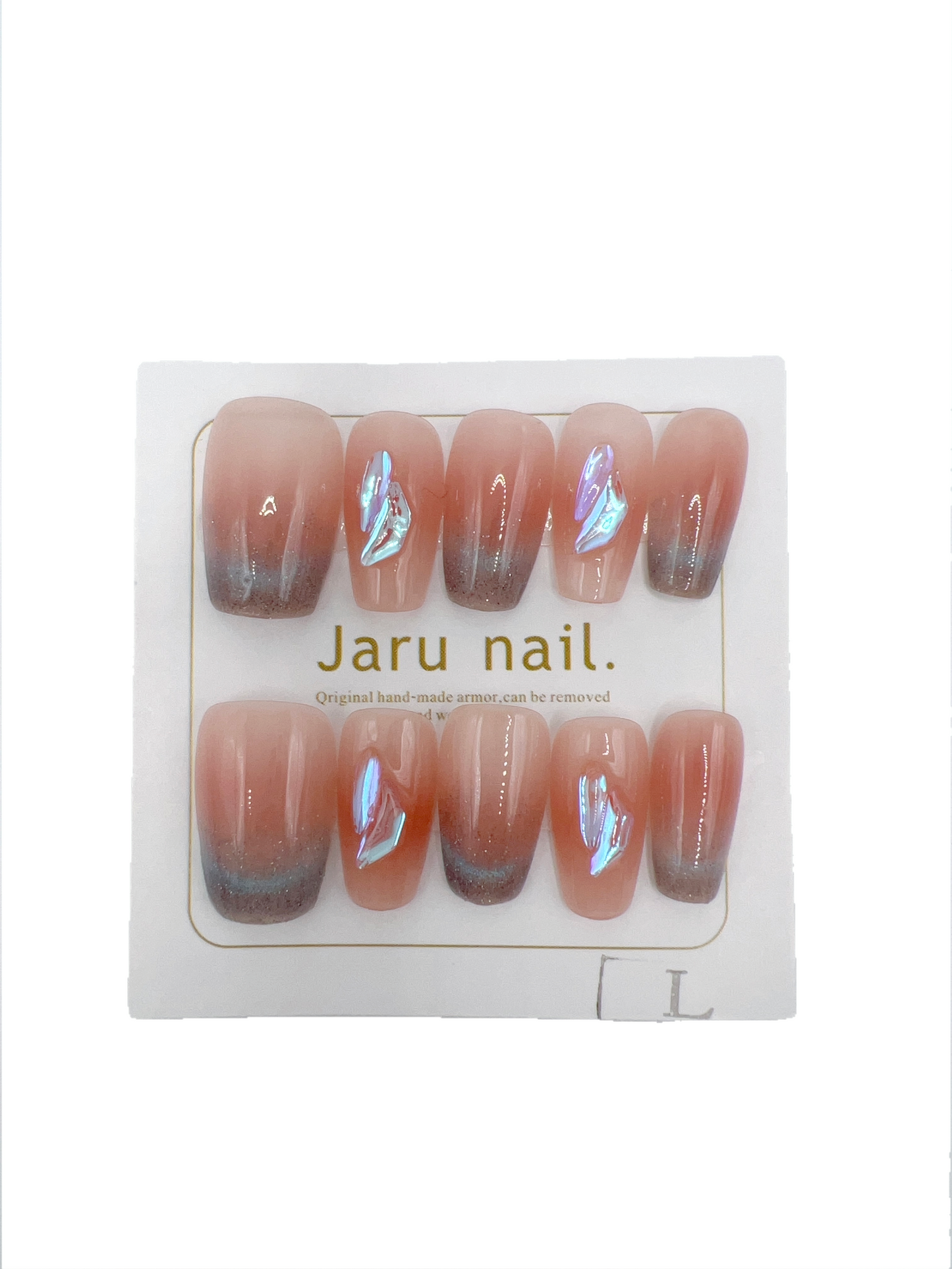 Short Coffin Press-On Nails with Cat Eye & Shimmer – Large Size