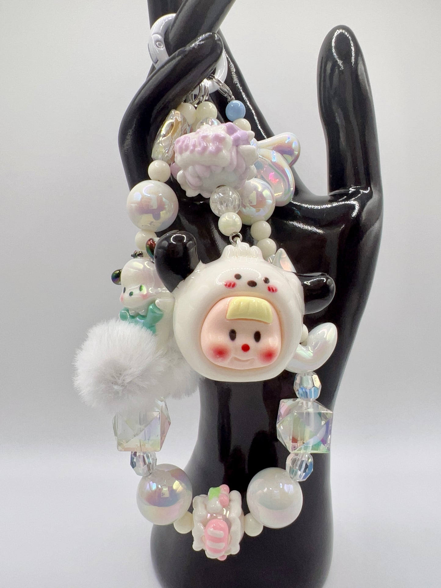 Handmade Kawaii Keychain: Cartoon Charm, Pom Pom Bag Chain