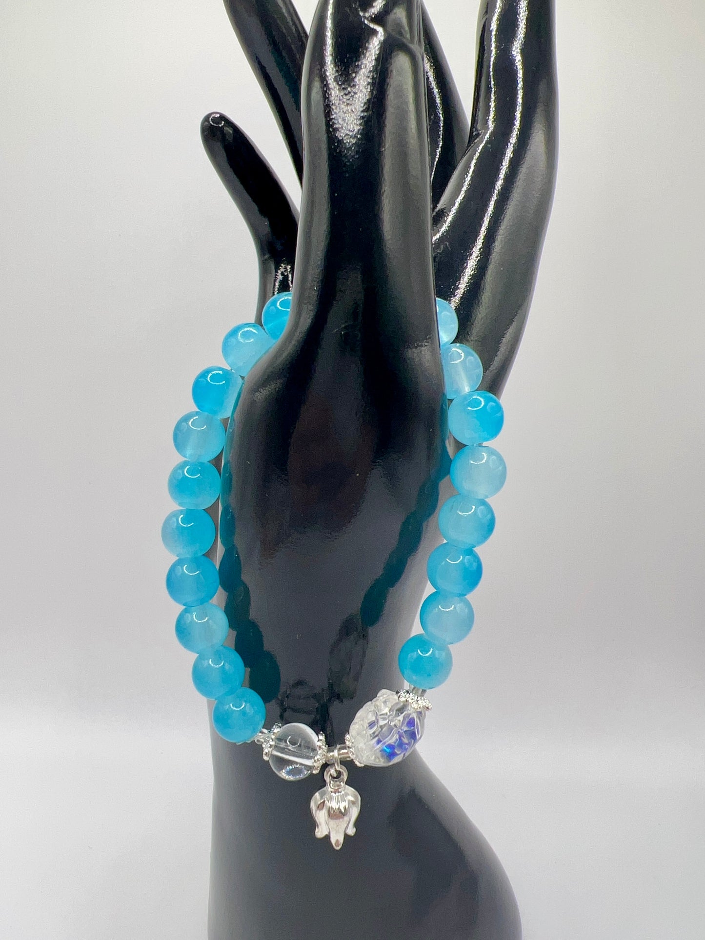 Stretchy Glass or Acrylic Bead Bracelet with Cute Charms & Spacers – Handmade Jewelry