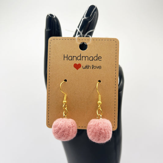 Pink Fluffy Pom-Pom Drop Earrings | Lightweight & Cute | Soft Statement