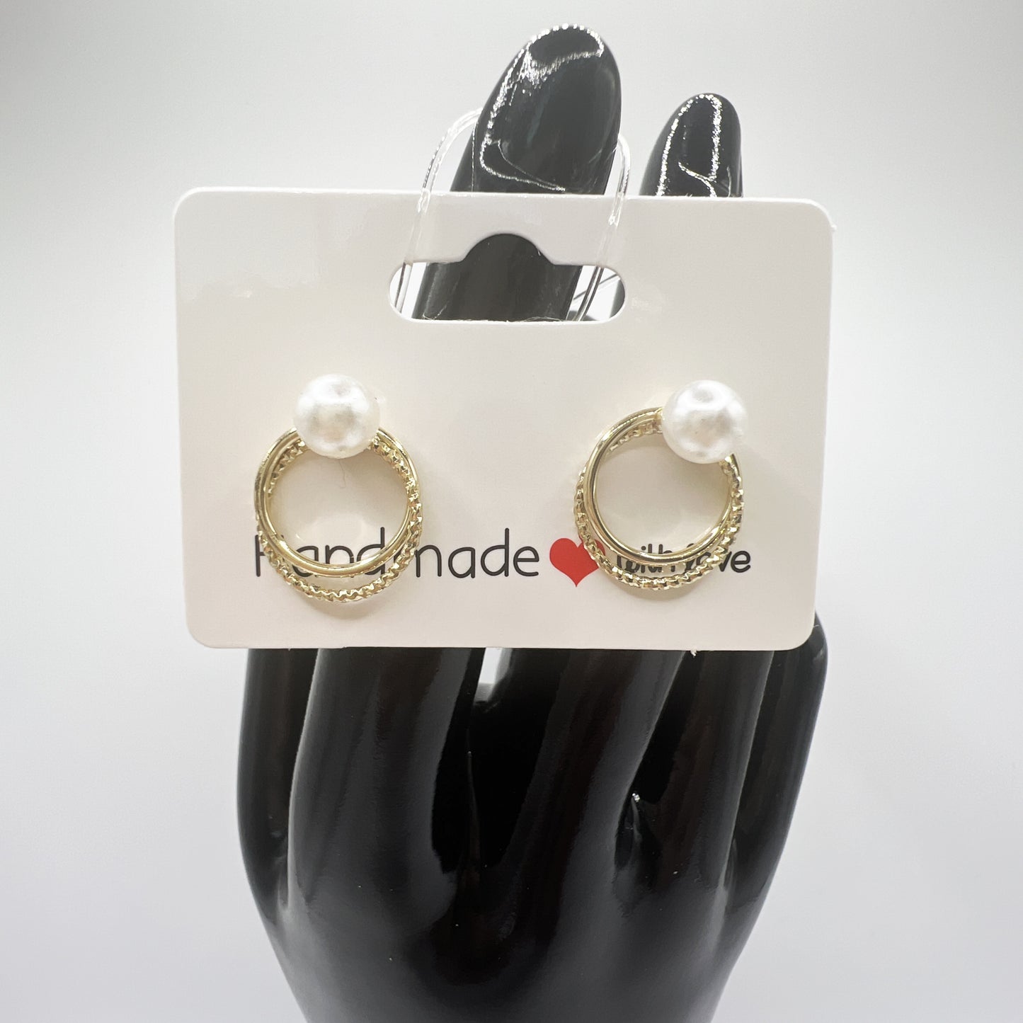 Double Hoop Pearl Stud Earrings | Elegant & Minimalist Jewelry