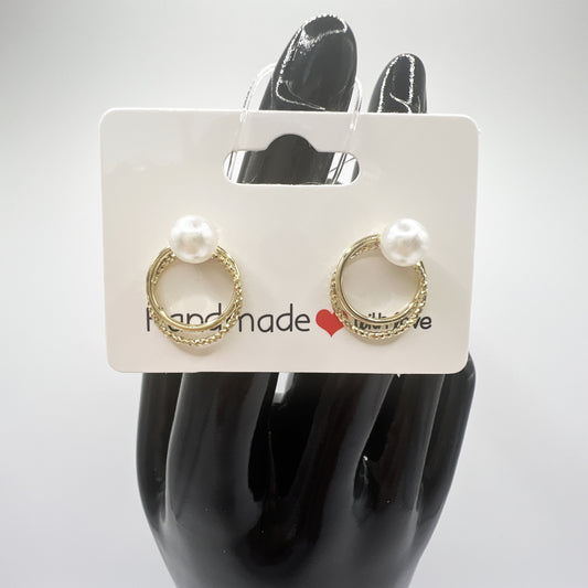 Double Hoop Pearl Stud Earrings | Elegant & Minimalist Jewelry