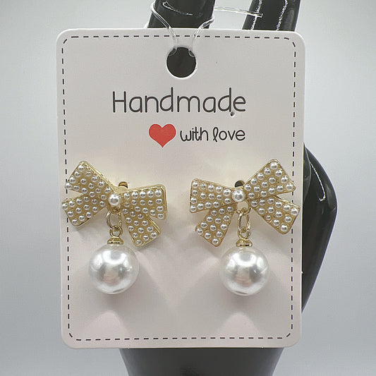 Bow Pearl Drop Earrings | Cute & Elegant | Feminine Jewelry