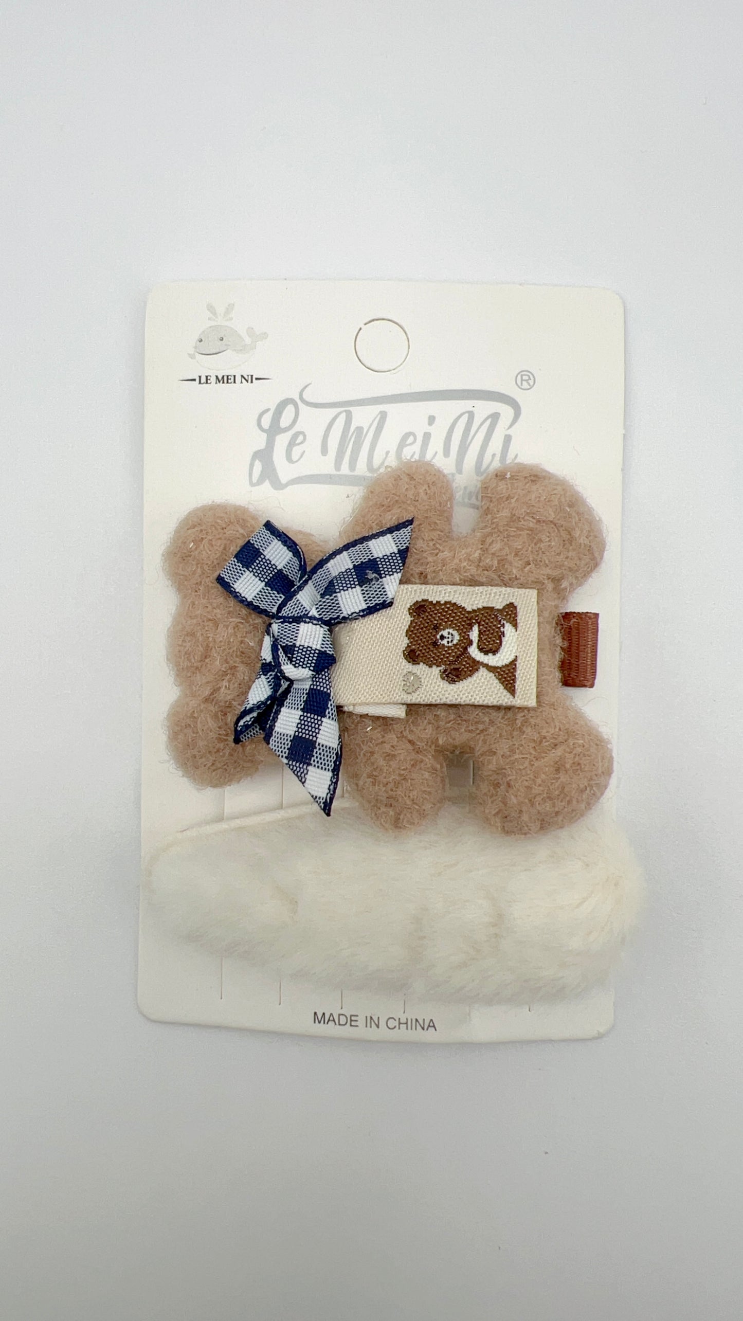 Plush Bear Hair Clip Set Cute for Girls in Winter and Fall 2 Color Options