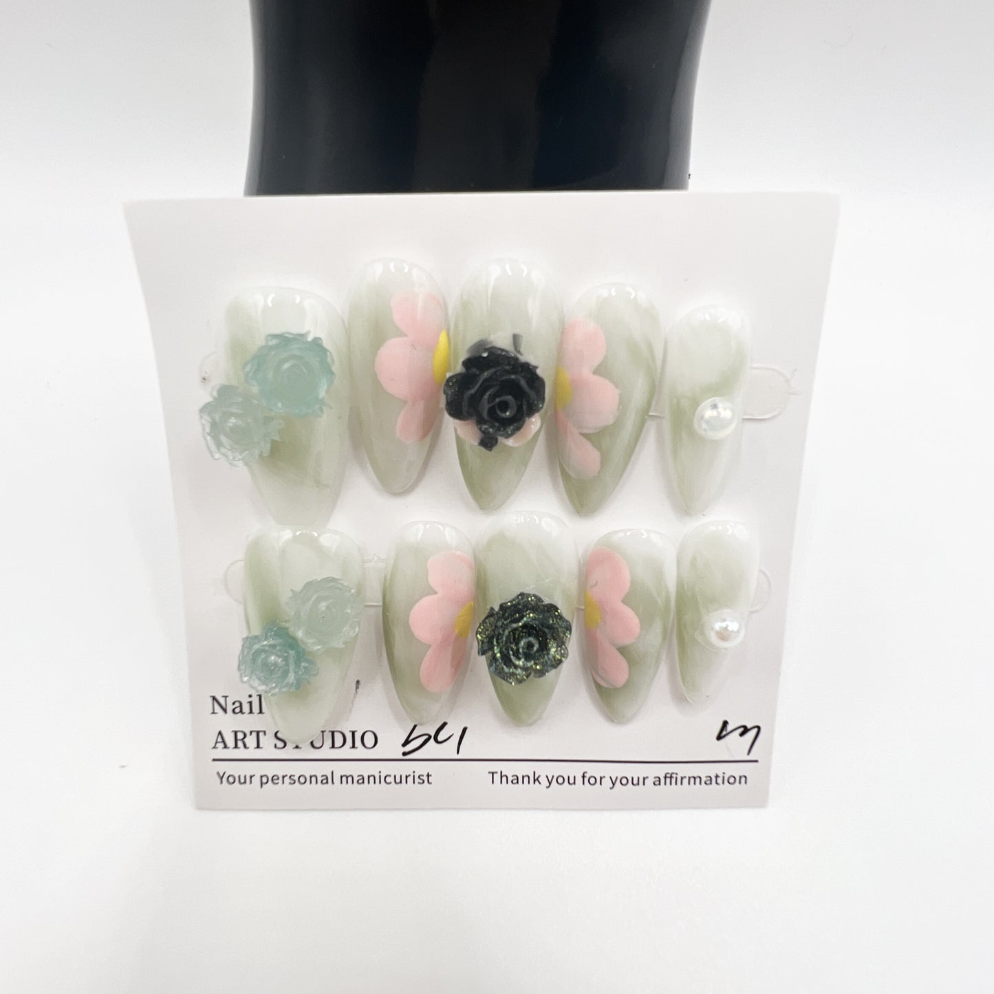 Oval Medium Length Rhinestone Press-On Nails | 10 Sparkling Designs | M Size