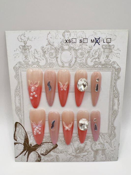 4 Sets Long Stiletto Press On Nails simple style – Medium Size