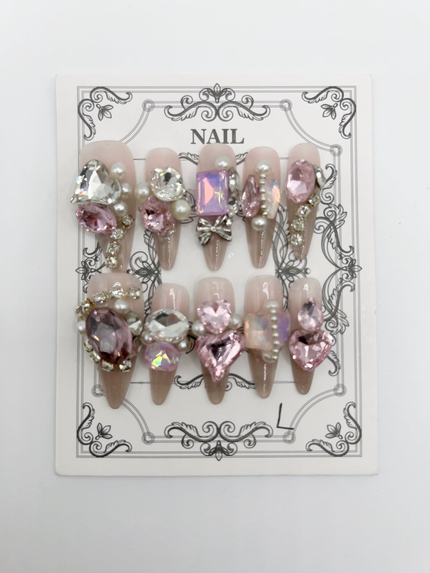 Luxury Rhinestone Press-On Nails | Stiletto Shape | Glam Charm Design