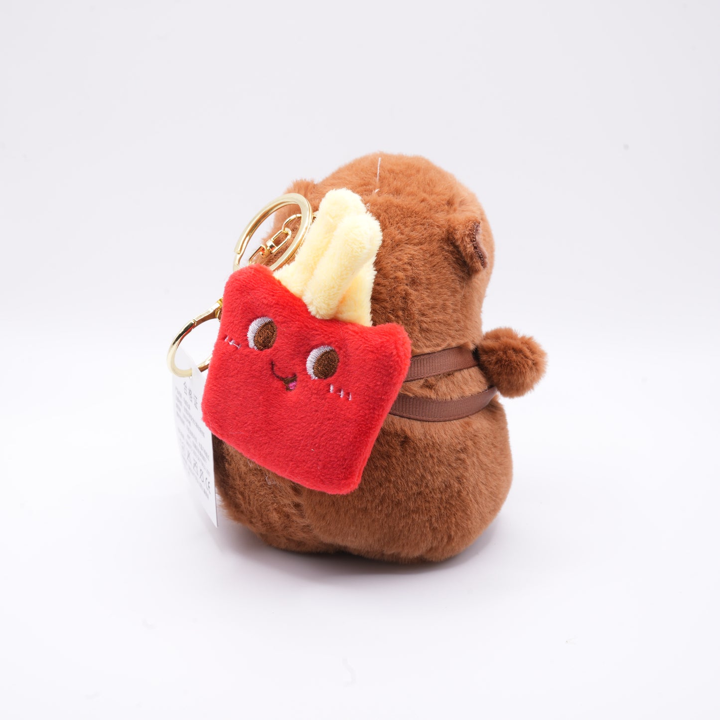 Capybara Keychain with French Fries – Cute Animal Bag Charm & Gift