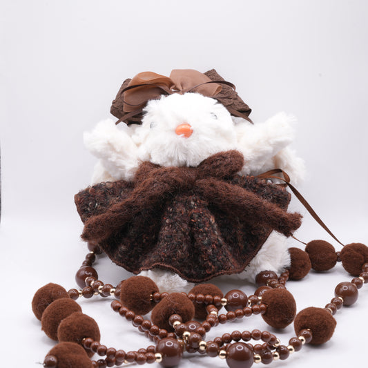 Bunny phone holder brown + long chain