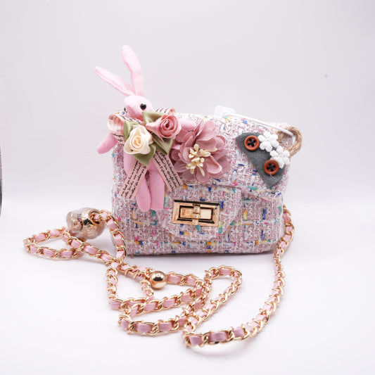 Bunny Bag Phone Holder Pink with Long Chain Unique Design Fun Accessory for Any Outfit