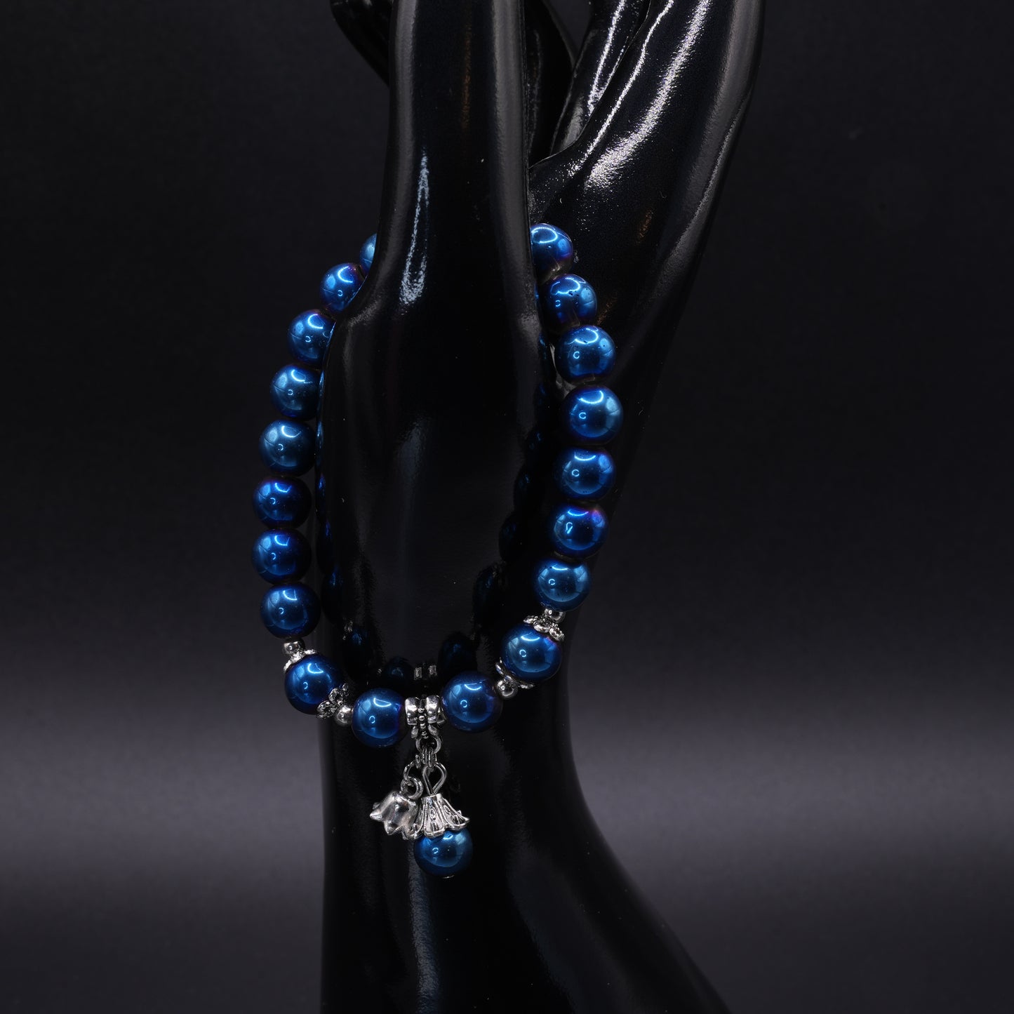 Blue Glass Beaded Bracelets with Charms – Handmade Jewelry, 12 Unique Designs
