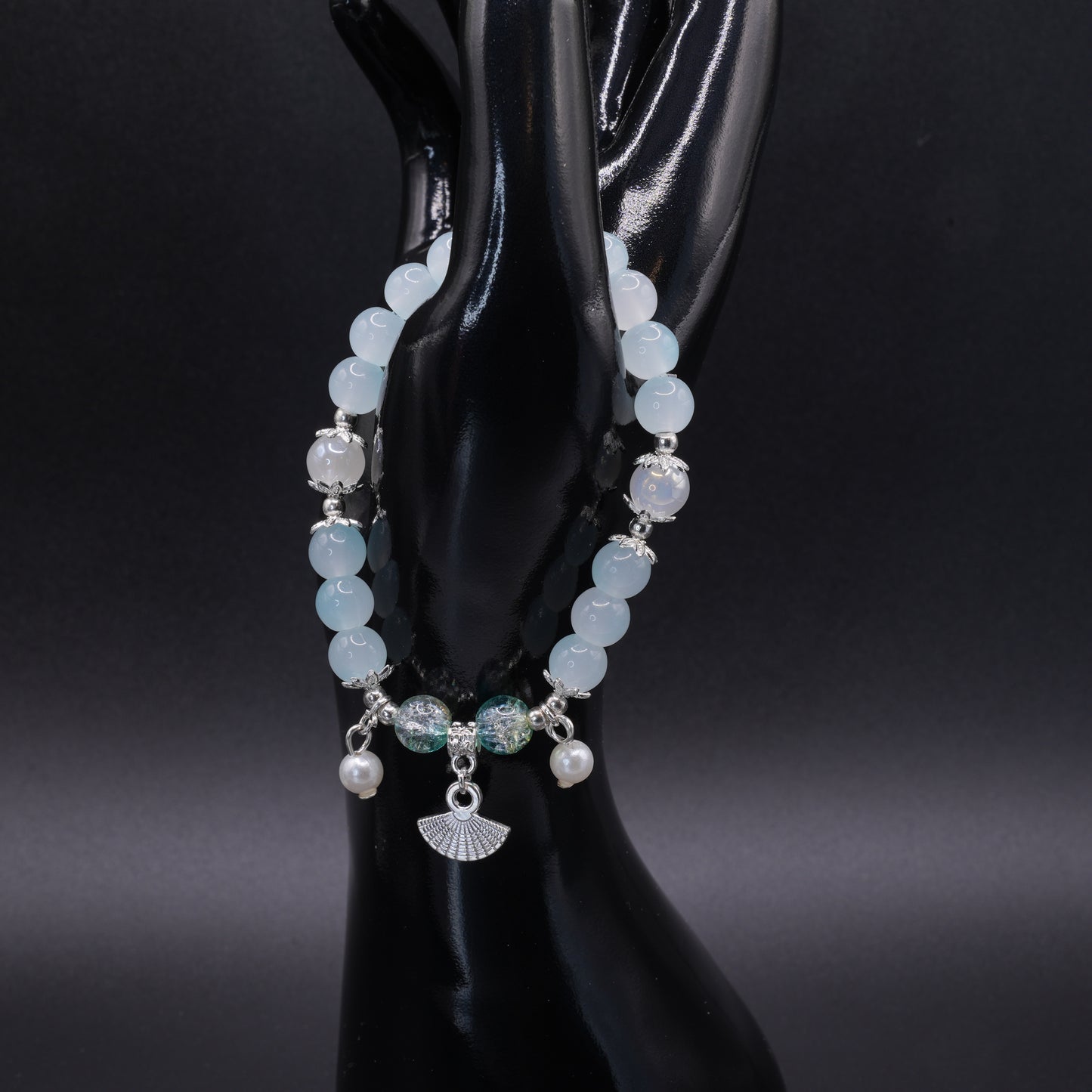 Blue Glass Beaded Bracelets with Charms – Handmade Jewelry, 12 Unique Designs