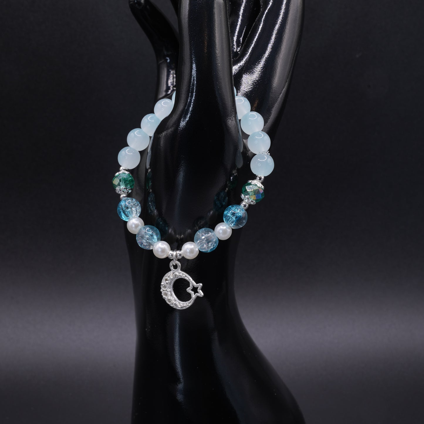 Blue Glass Beaded Bracelets with Charms – Handmade Jewelry, 12 Unique Designs