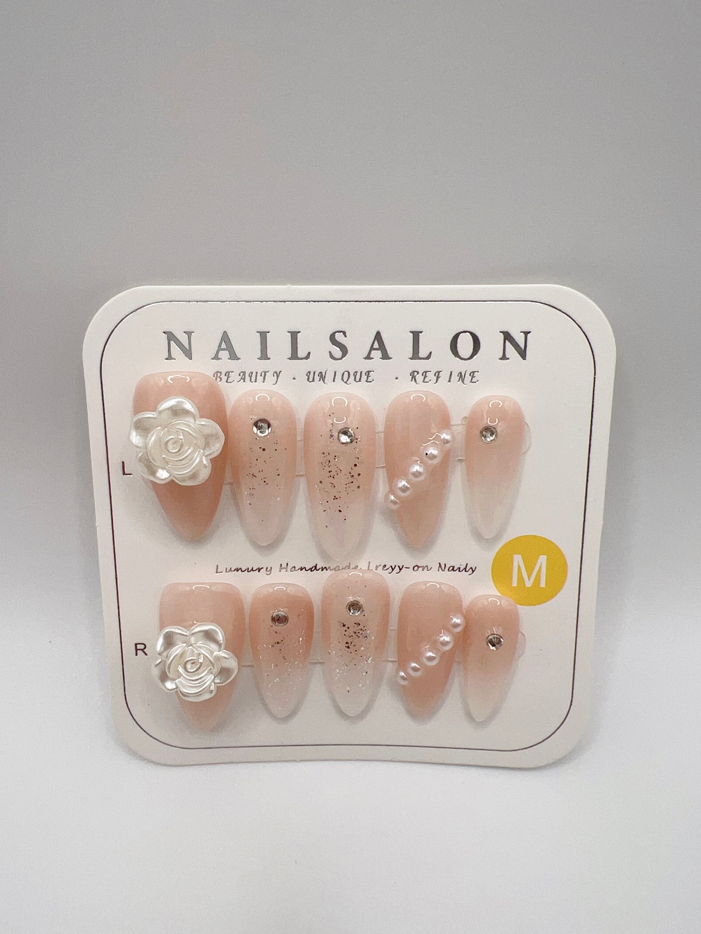 Almond Press-On Nails – Simple Style, 8 Designs, Medium Size