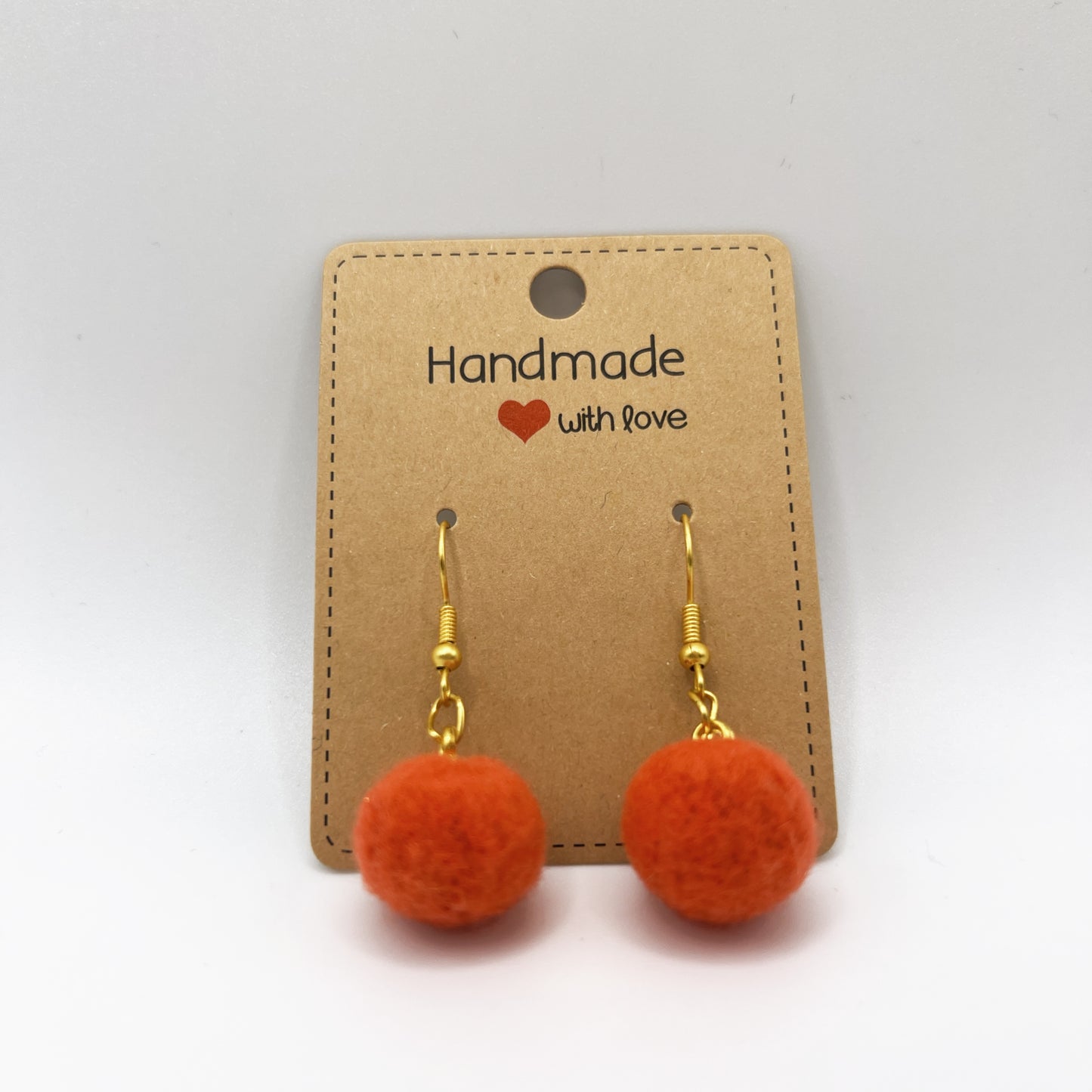 Orange Fluffy Pom-Pom Drop Earrings | Lightweight & Chic | Playful Statement
