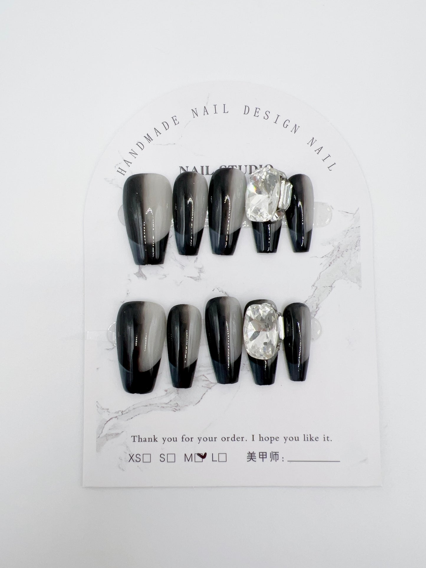 Medium Coffin Press On Nails with Rhinestone and Charms – Medium Size
