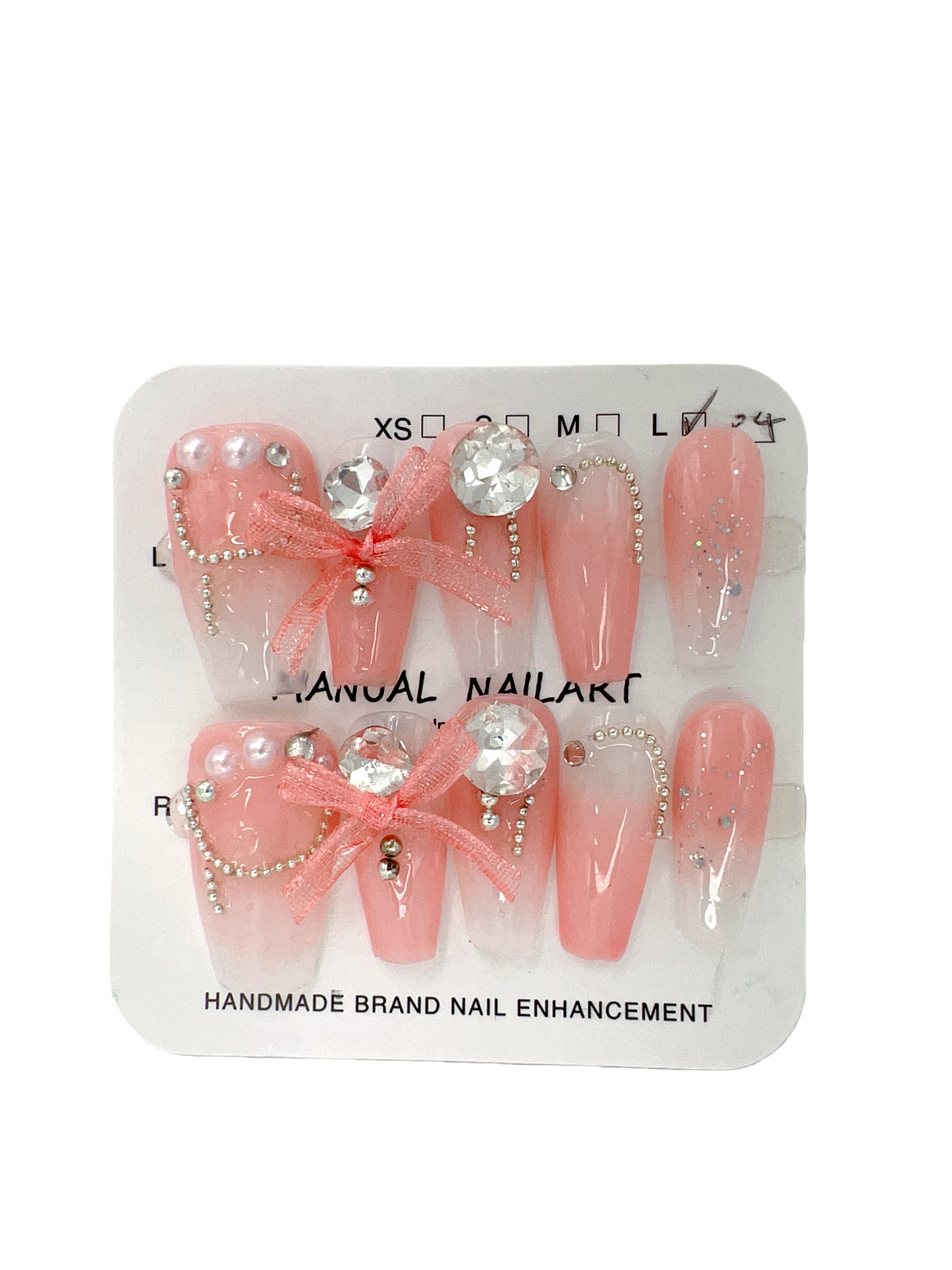 Medium Coffin Press On Nails with Rhinestone Gems – Large Size