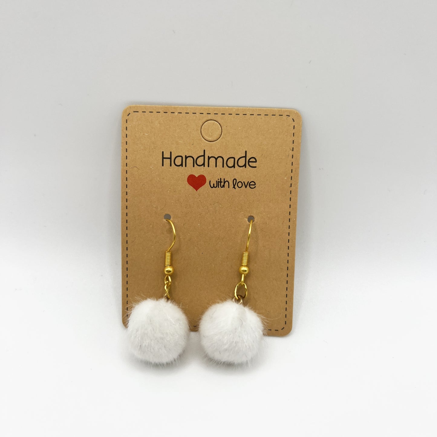 White Fluffy Pom-Pom Drop Earrings | Lightweight & Chic | Soft Statement